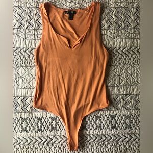 Orange Notch Neck Sleeveless Bodysuit - Size Small